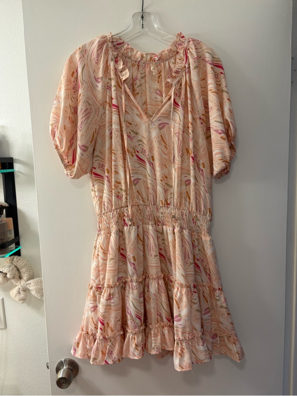 Entro Short Sleeve Pink Smocked & Ruffled Dress Size Large